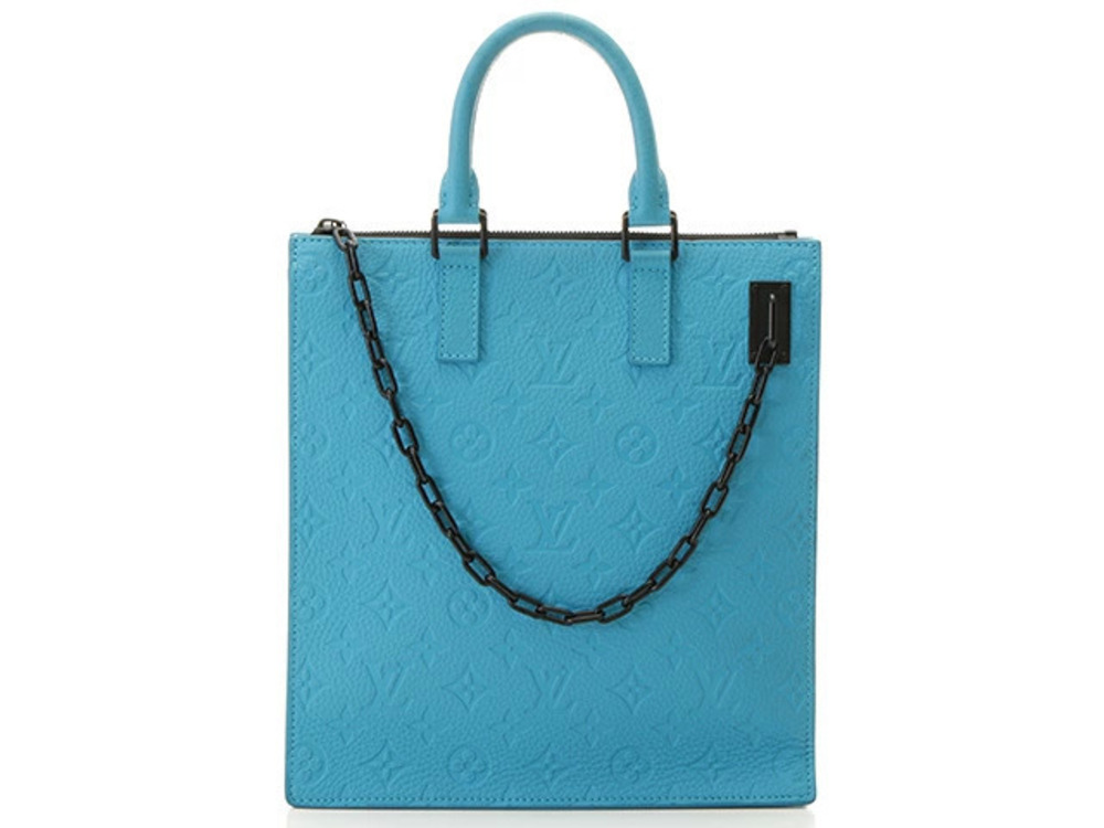 LOUIS VUITTON Sac Plat Messenger Taurillon Monogram Turquoise Blue